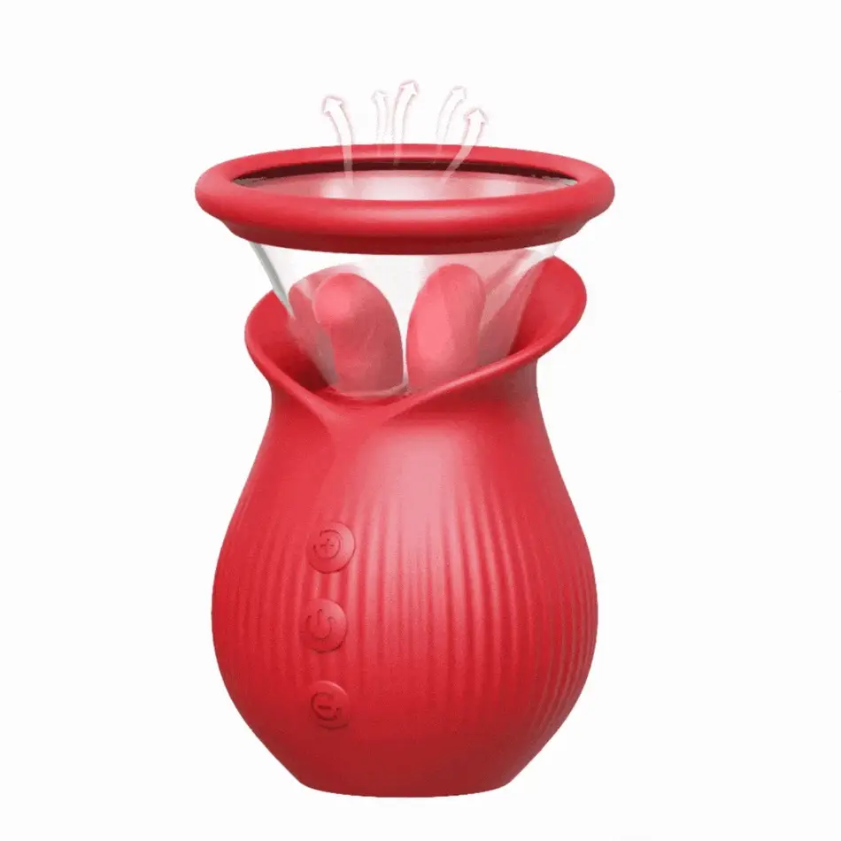 VigorLove - Rose Romeo - 3in1 Rose Sex Toy with 2 Suction Cups Adult Toys Female Clitoral Nipple Vibrators with 10 Licking Sucking Vibrating
