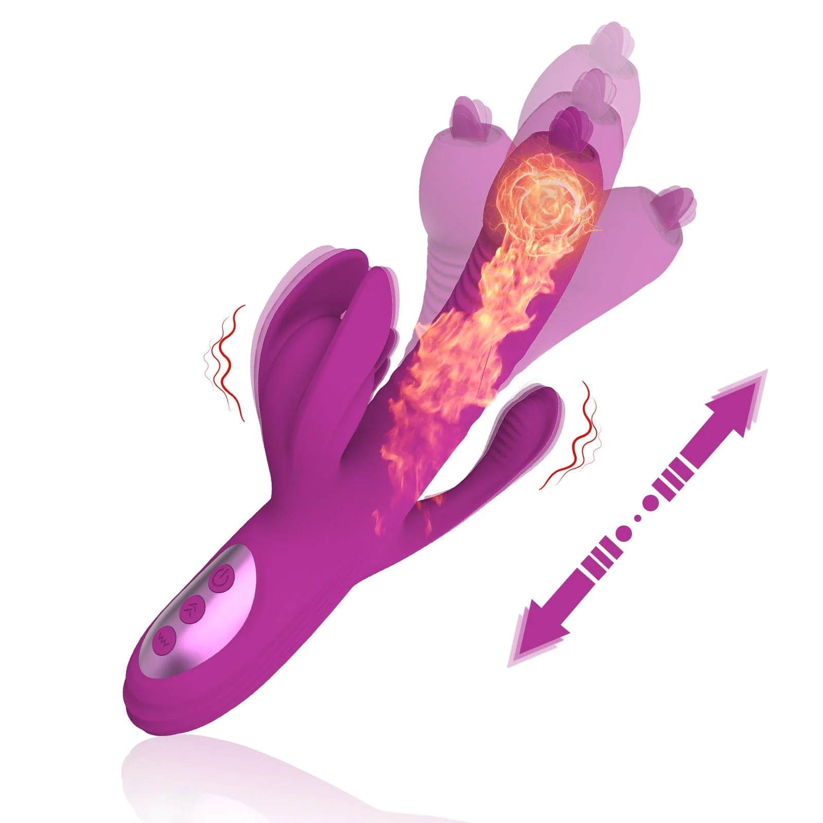 VigorLove -Trident 4-in-1 Heating Telescopic Swinging Tongue-licking Vibrator