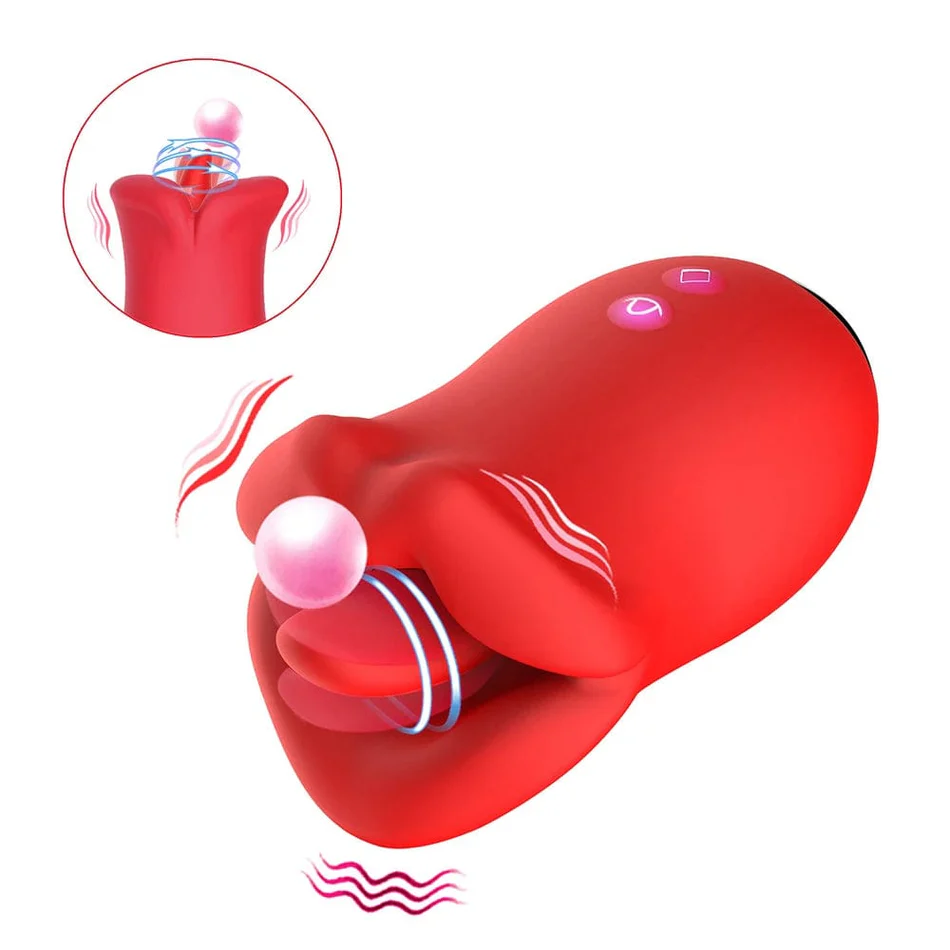 VigorLove - Female Clit Oral Licking Tongue Vibrator Rotating Nipples Stimulator
