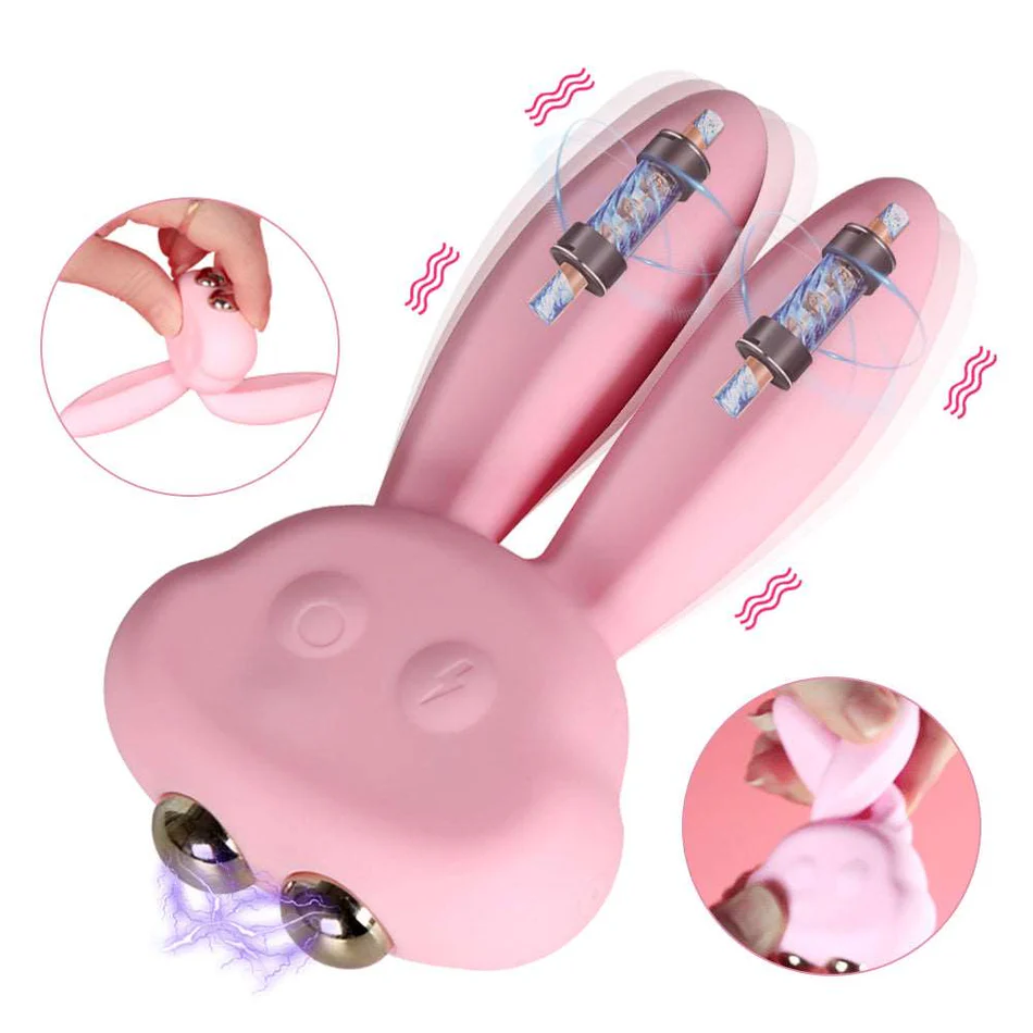 VigorLove - Electric Shock Rabbit Vibrator Cute Shaped Nipple Massager Clitoris Stimulator