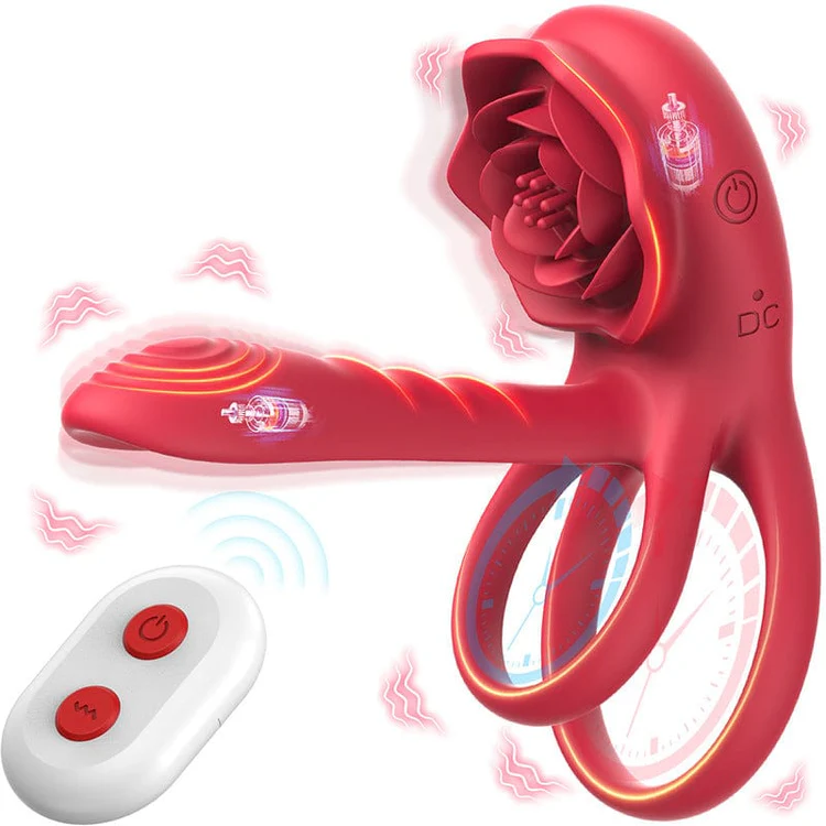 VigorLove - Rose Cock Ring Vibrator Clit Stimulator Couple Toy Upgraded Version