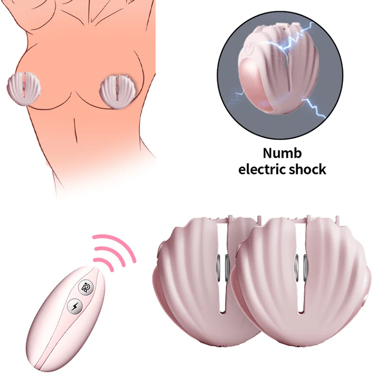 Roomfun Shell SM Electric Shock Nipple Clamp Vibration Massager Remote Control