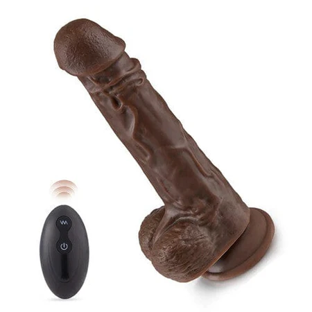 7.1‘’ VigorLove - Realistic 8 Thrusting Vibrating Heating Black Dildo with Remote Control