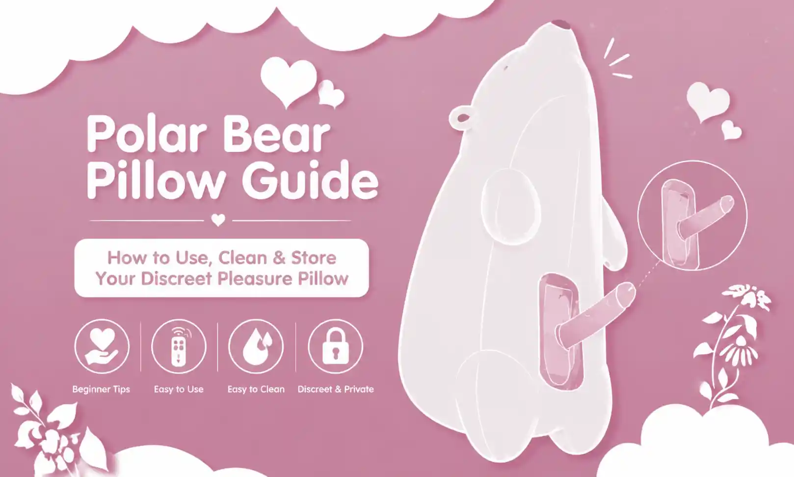 A discreet polar bear pillow guide showing a plush pillow design for beginners
